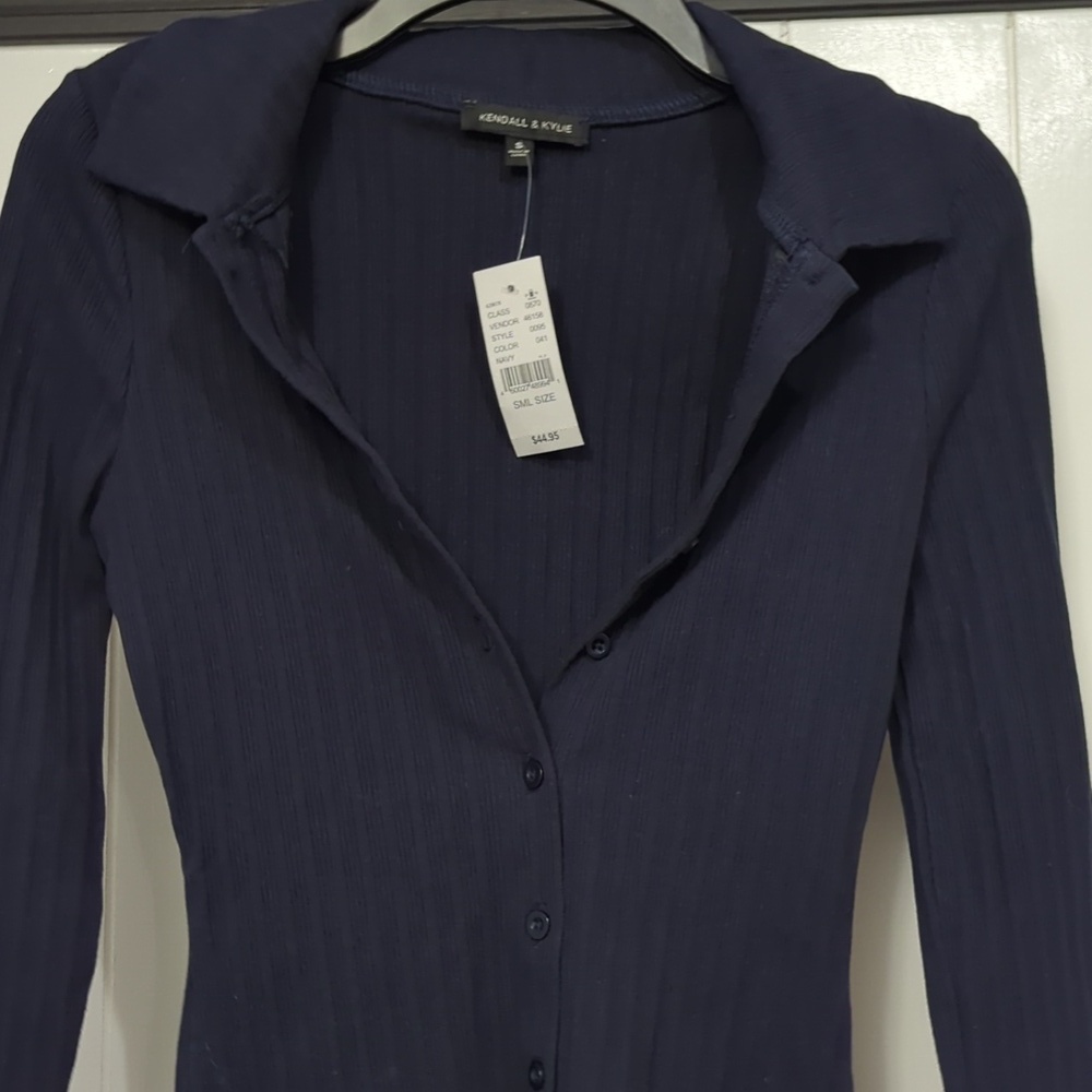🌟NWT Kendall and Kylie Ribbed Button Down Dress - Picture 3 of 6